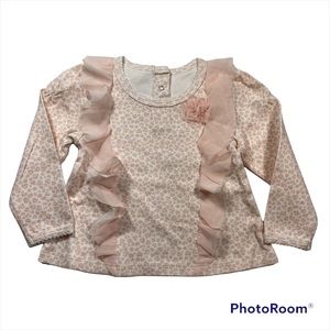 NWOT sweet heart print top with chiffon ruffle and flower Size 18M